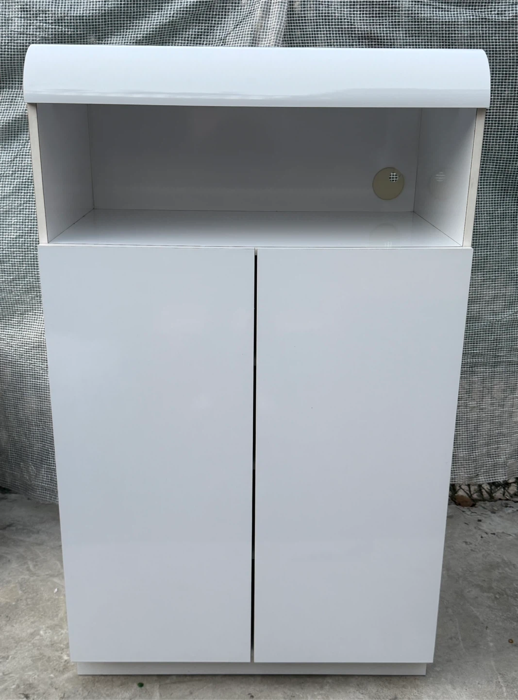 Modern White Storage Cabinet with Shelves