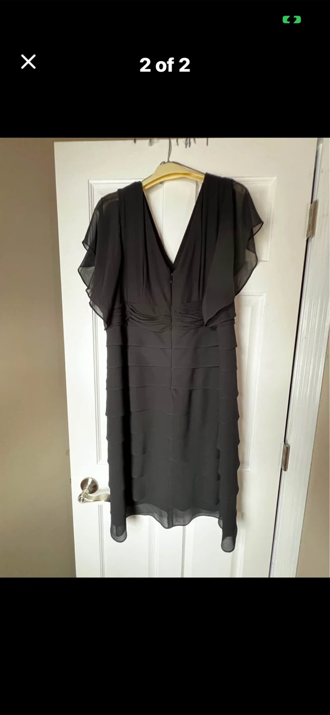 Black Chiffon Tiered V-Neck Midi Dress - photo 2