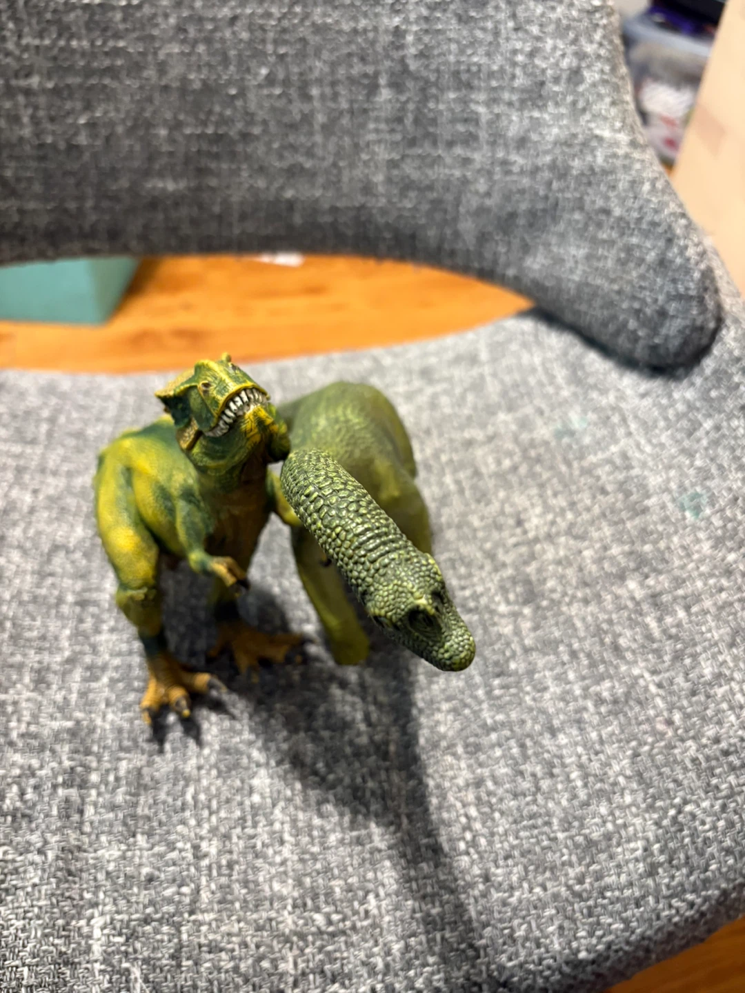 Green Dinosaur Toy Figures - T-Rex & Long Neck