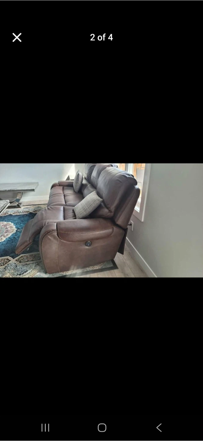 Brown Leather Reclining Sofa with Cup Holders - photo 3