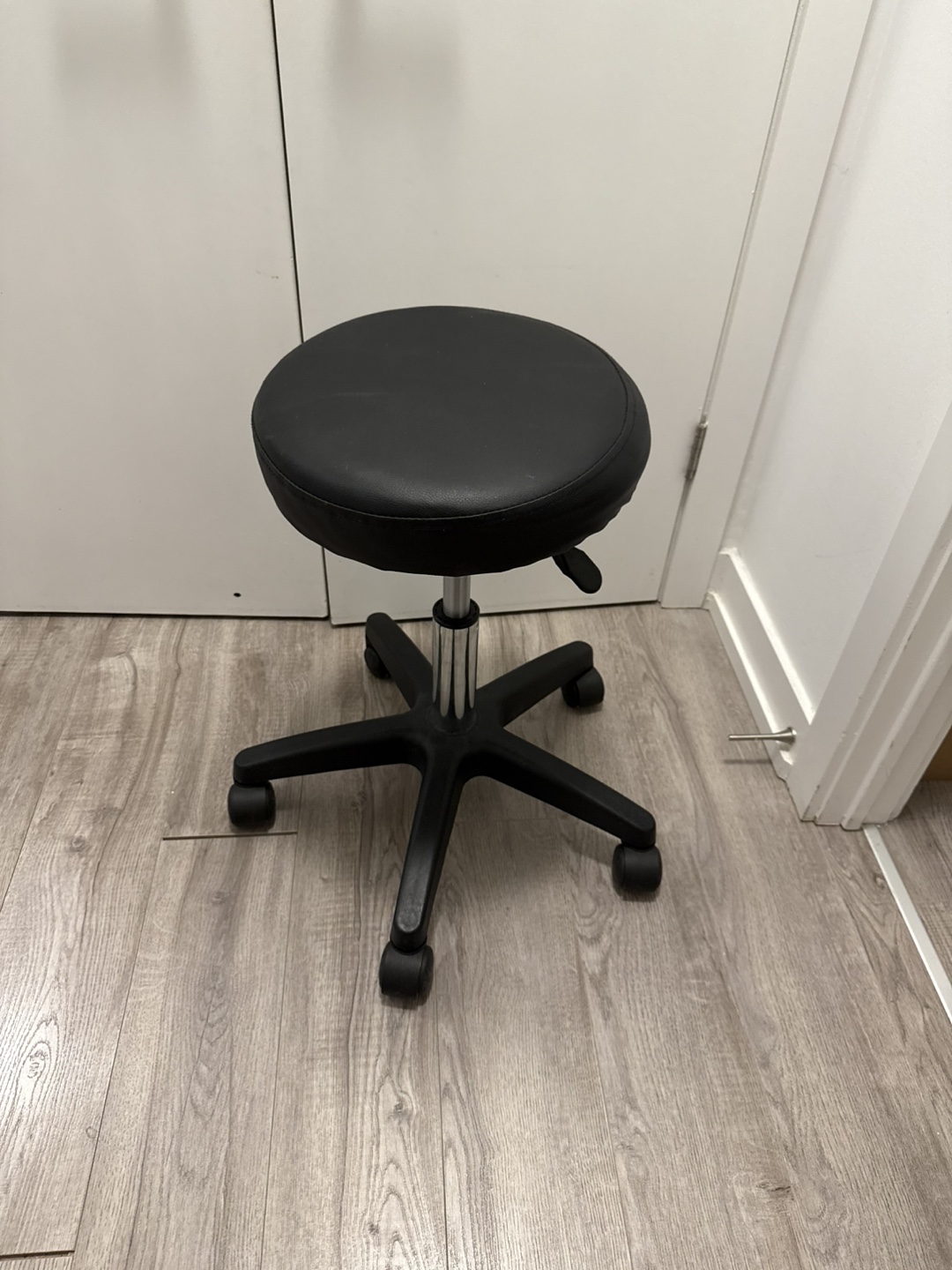 Black Adjustable Rolling Stool