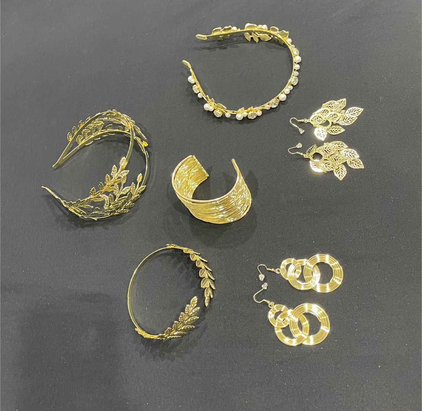 Greek Goddess Accessories 6 pcs Gold Tone