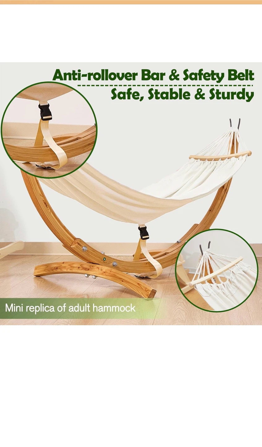 FUNLIO Double Hammock with Wooden Stand for Kids - photo 4