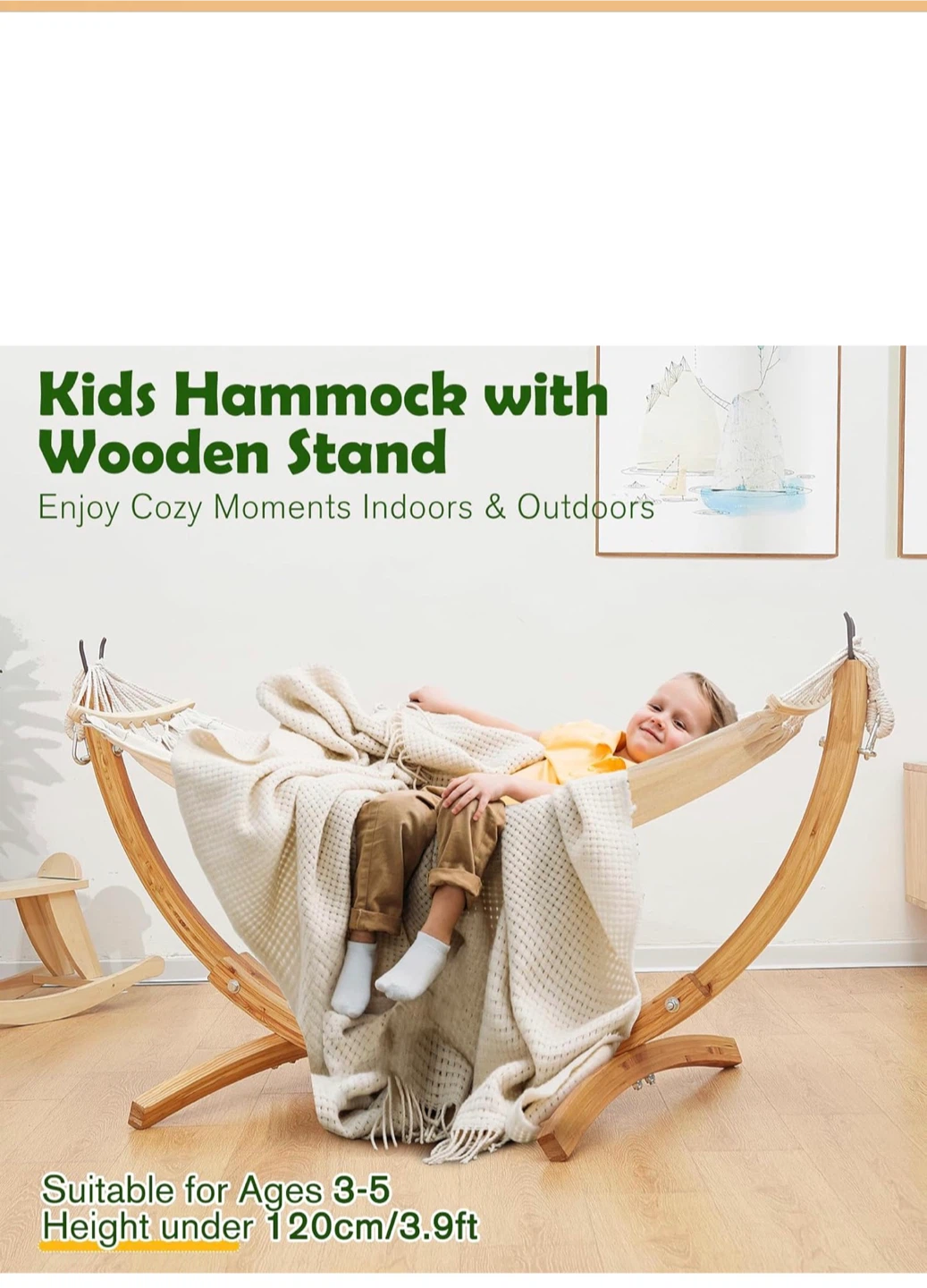 FUNLIO Double Hammock with Wooden Stand for Kids - photo 3