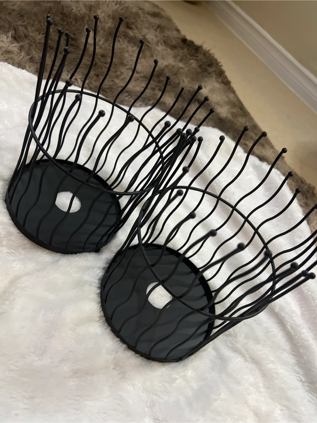Set of 3 Black Wire candle Baskets