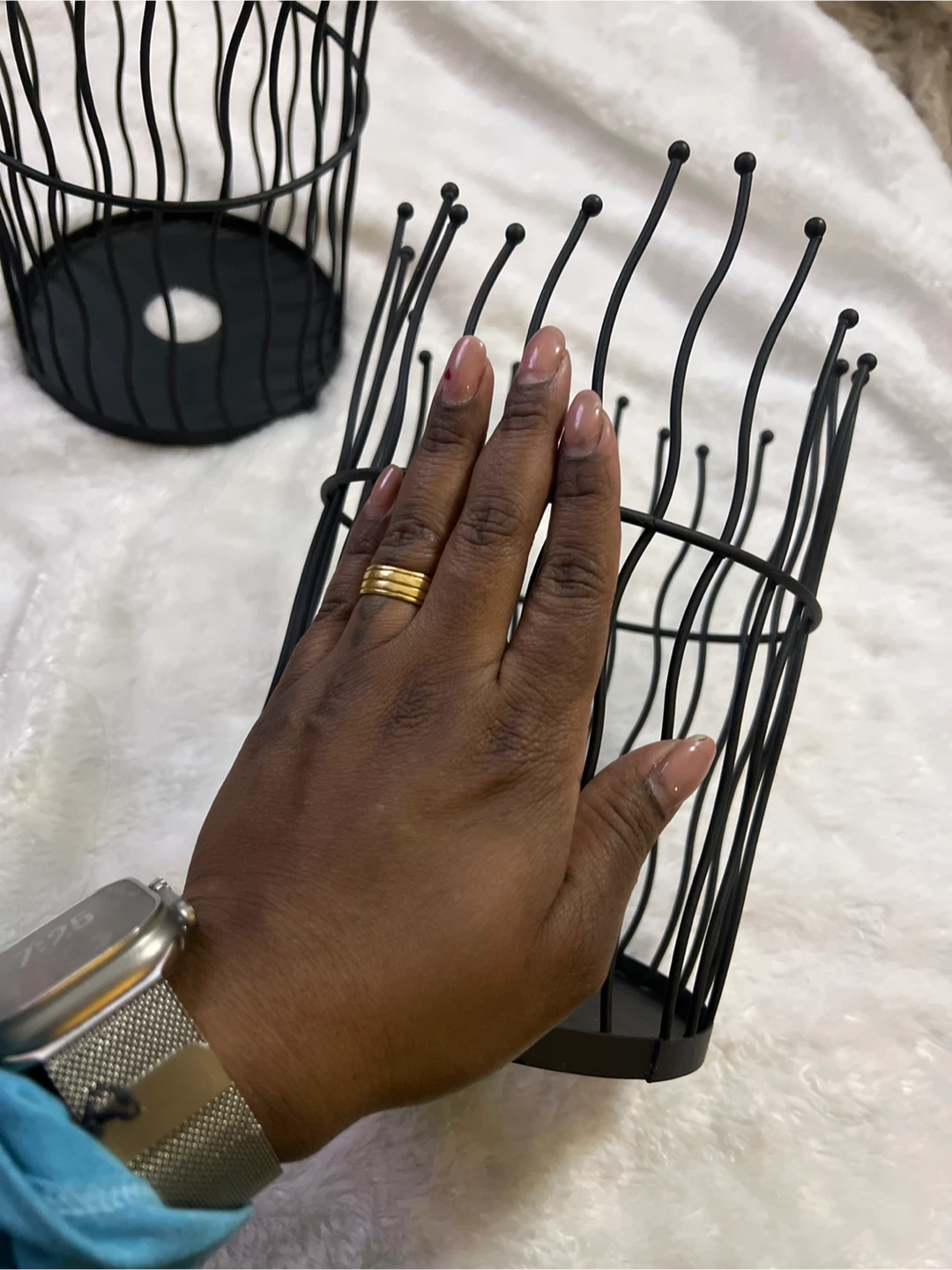 Set of 3 Black Wire candle Baskets - photo 2