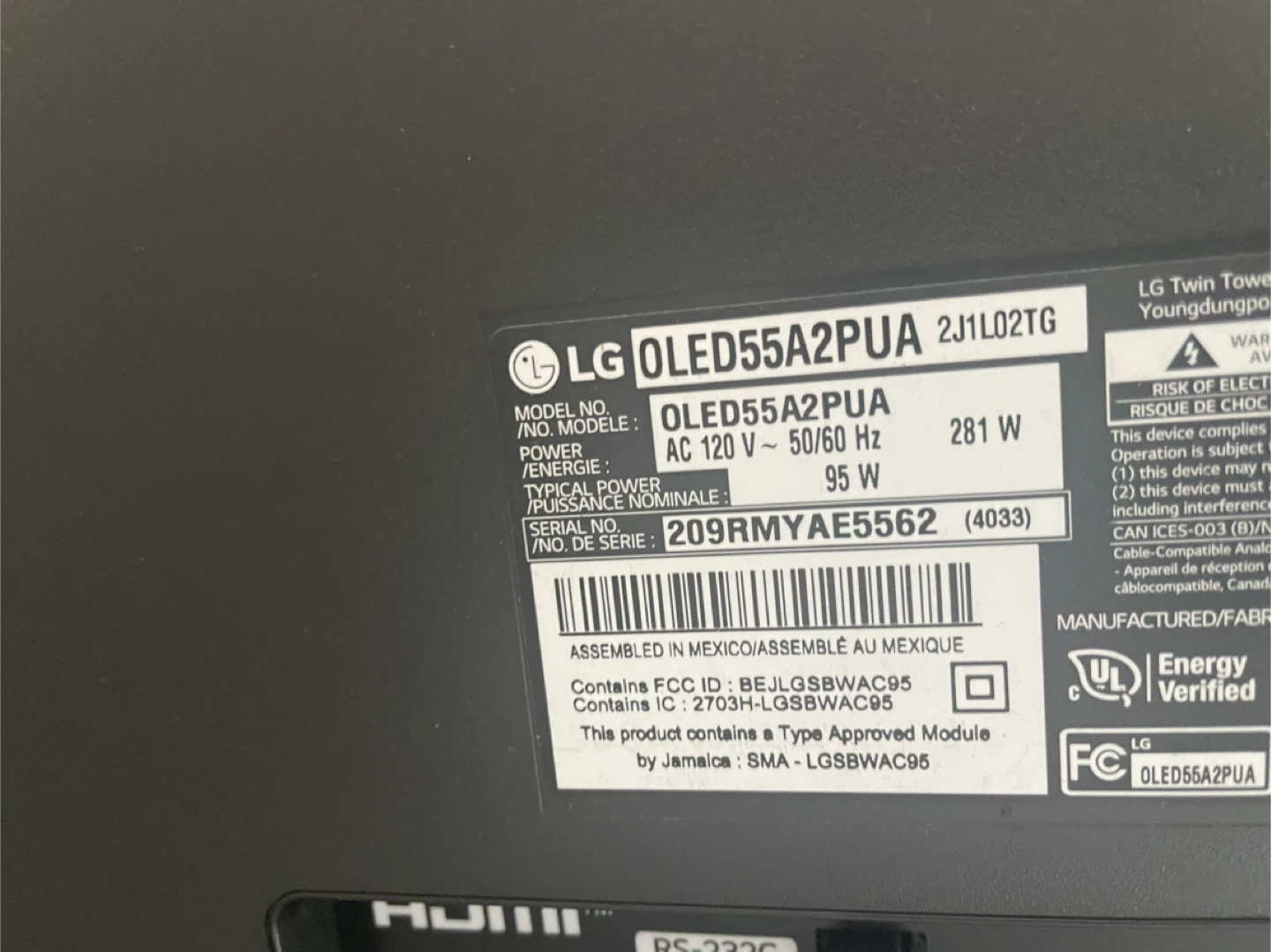 LG OLED 55" 55A2 PUA TV - photo 2