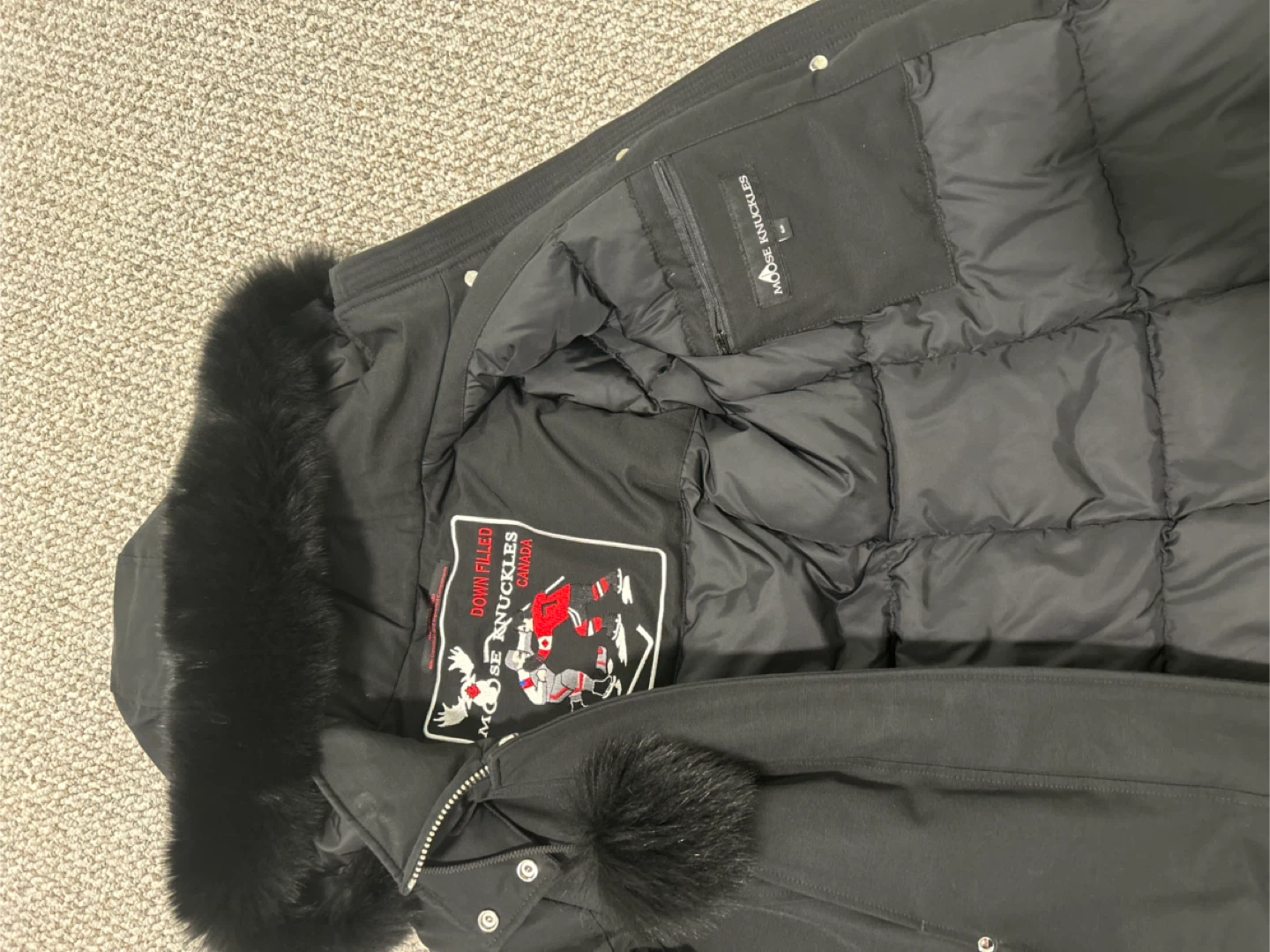 Moose Knuckles Black Down Parka - Size S - photo 2
