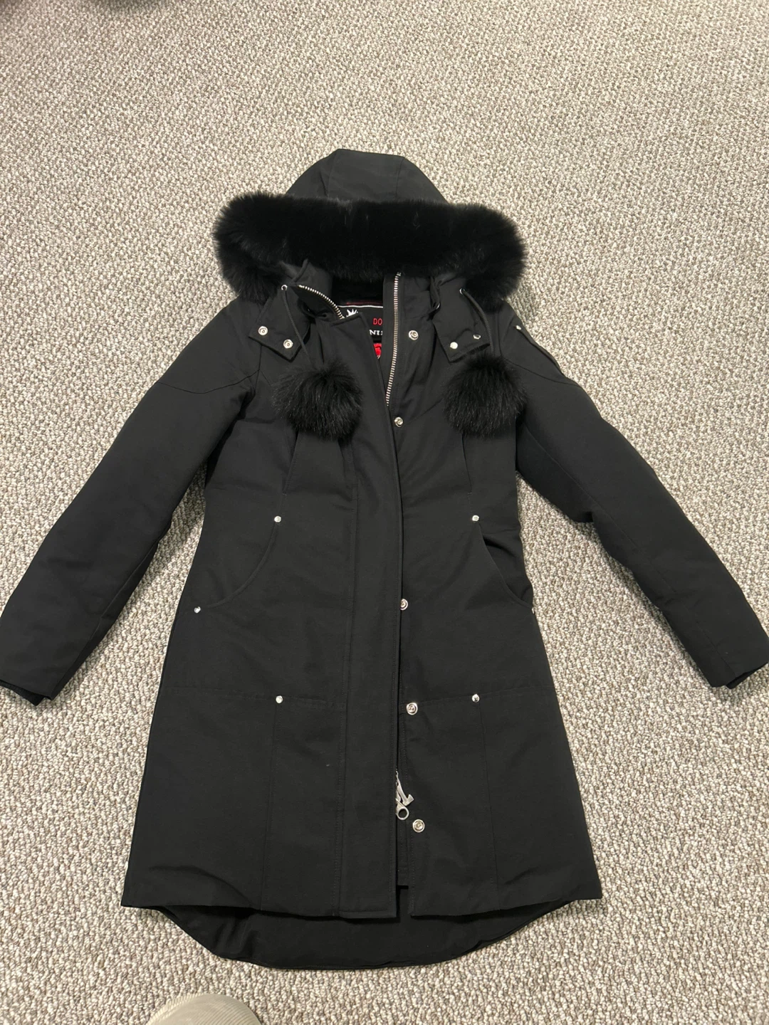 Moose Knuckles Black Down Parka - Size S