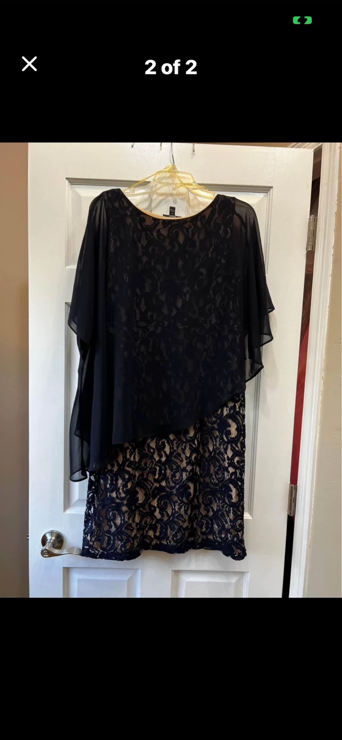 Blue Lace Dress with Sheer Overlay - photo 2
