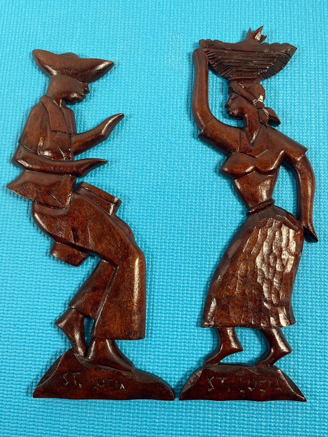 (MCM) Wooden Carving Pair - St. Lucia Dancers
