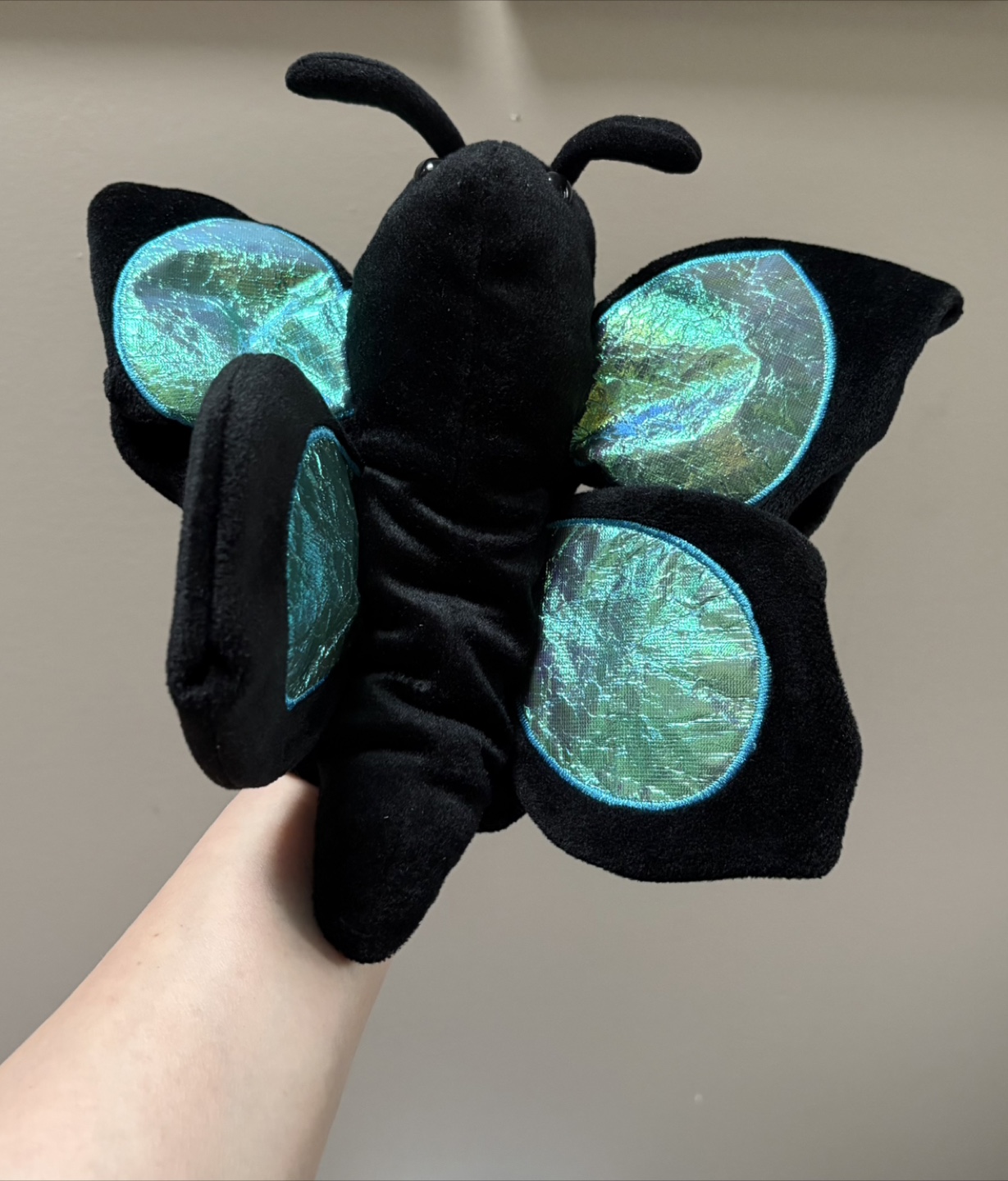 Black Fleece Butterfly Hand Puppet - Like New - photo 5