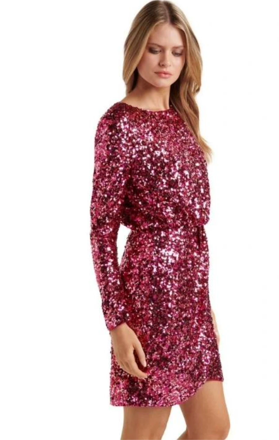 Ever New Sequin Long Sleeve Mini Dress - Pink - photo 2