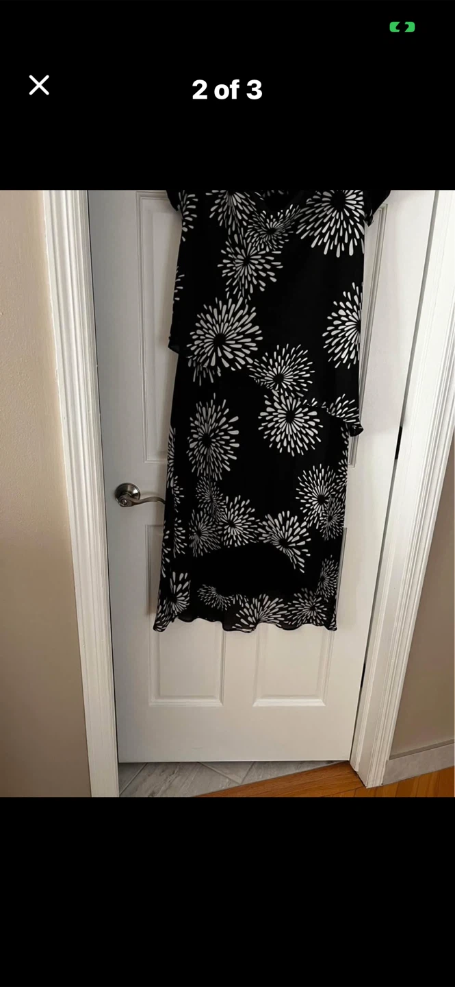 Women's Black and White Floral Print Dress - photo 2