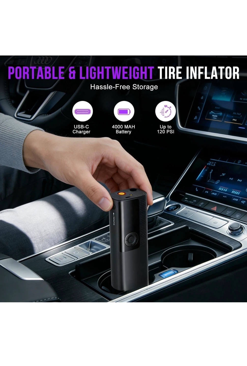 Portable Digital Air Compressor with 4000mAh Battery - photo 4
