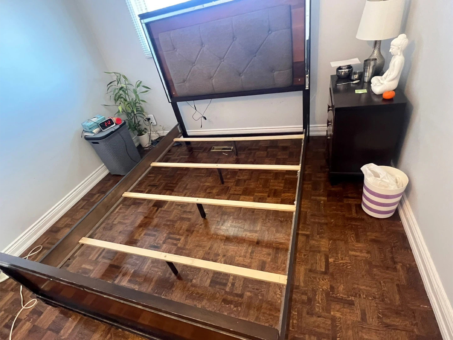 Queen Size Bed Frame with Upholstered  Headboard - photo 3