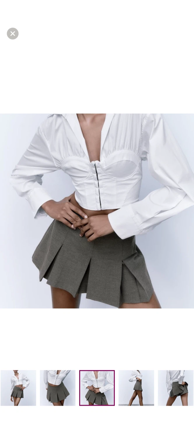 Zara Grey Pleated Skirt with Built-in Shorts - L - photo 3