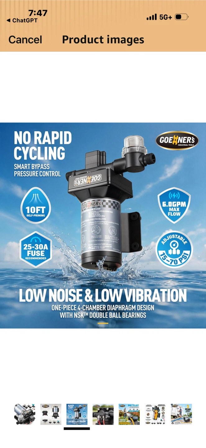 Goener's 12V Diaphragm Pump 5.5 GPM