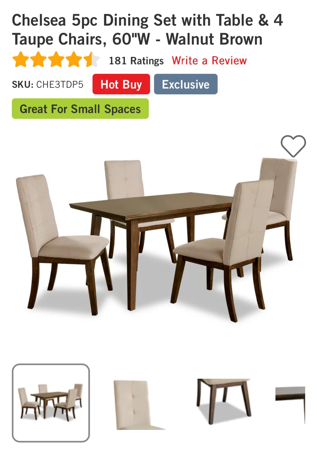 RUSH SALE!! Chelsea 5pc Dining Set Table & 4 Taupe Chairs - photo 4