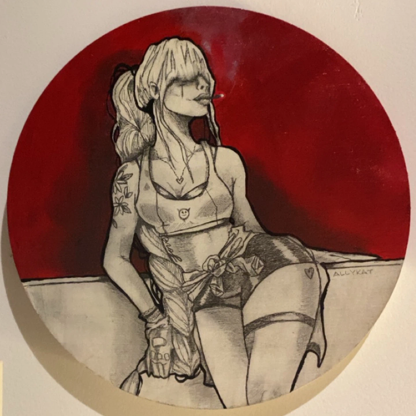 Circular Artwork - woman in an auto shop