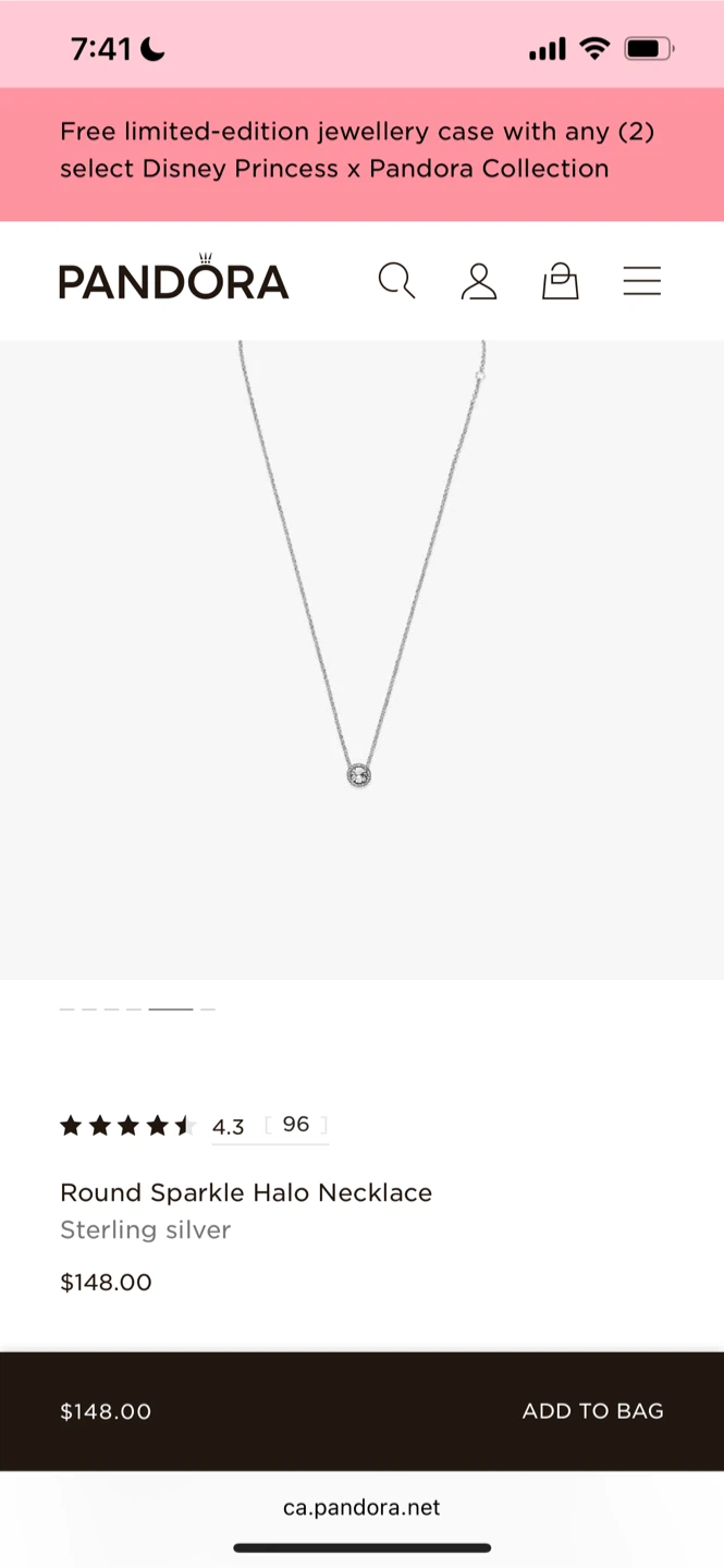 Pandora Sterling  Silver Round Sparkle Halo Necklace and earring - photo 5