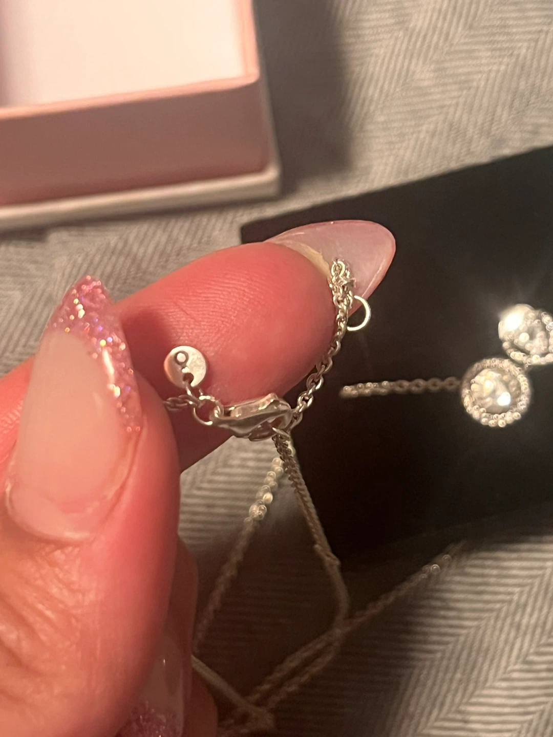 Pandora Sterling  Silver Round Sparkle Halo Necklace and earring - photo 3