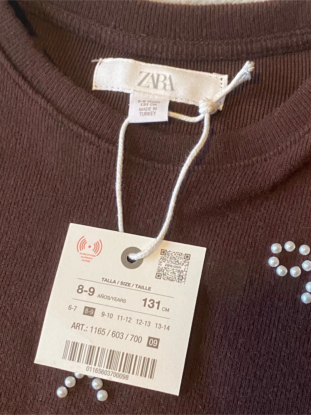NEW! ZARA Girls Brown Pearl Bow Knit Sweater & Skort - photo 5