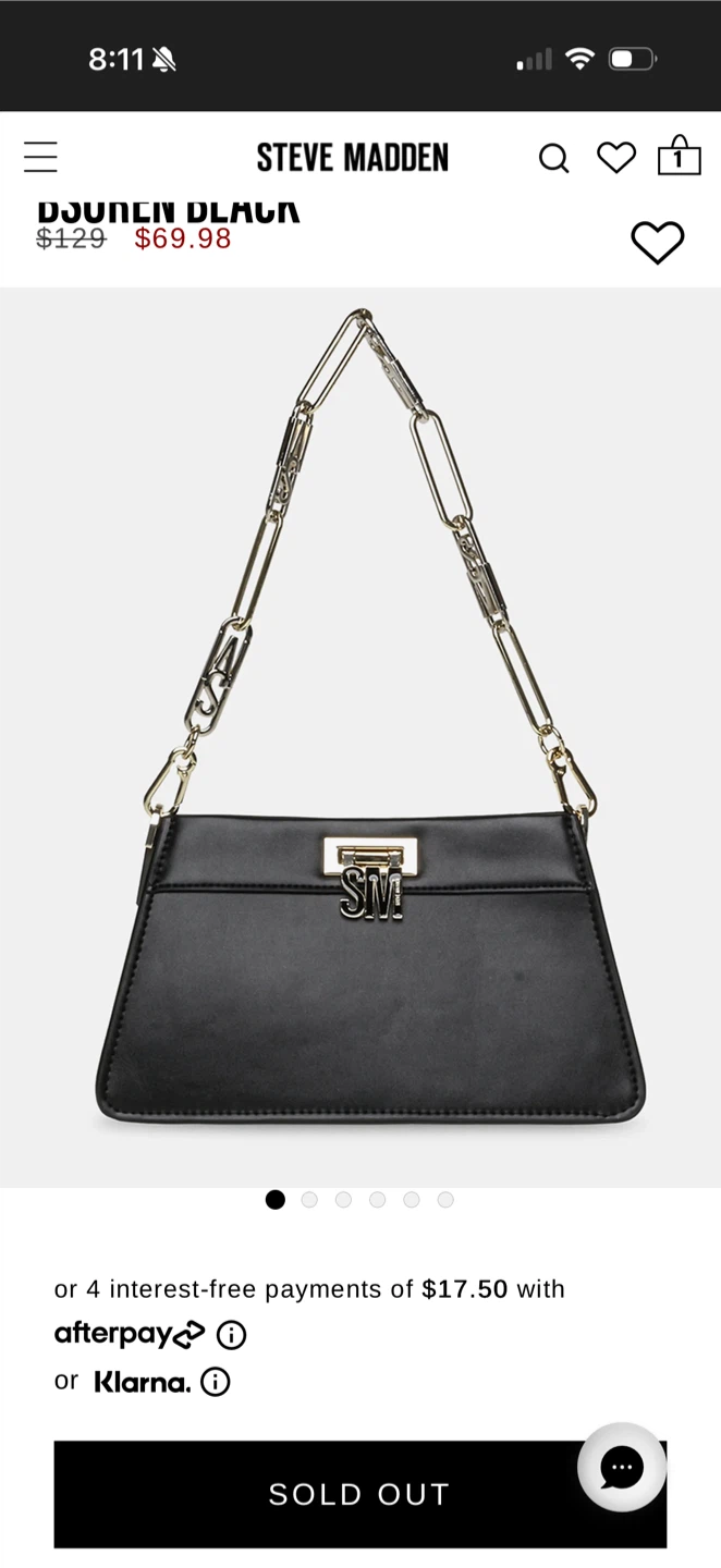 Steve Madden BSOREN BLACK Handbag Purse