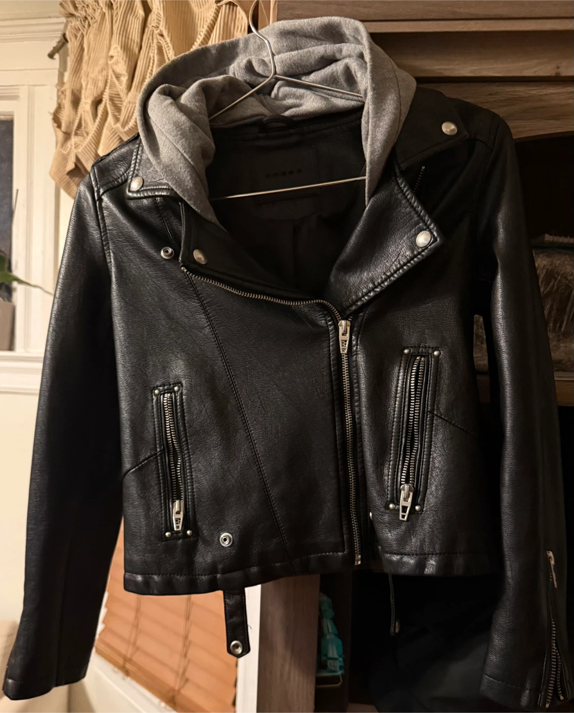 BLANKNYC Moto Jacket with Gray Hoodie Insert – Size L - photo 2