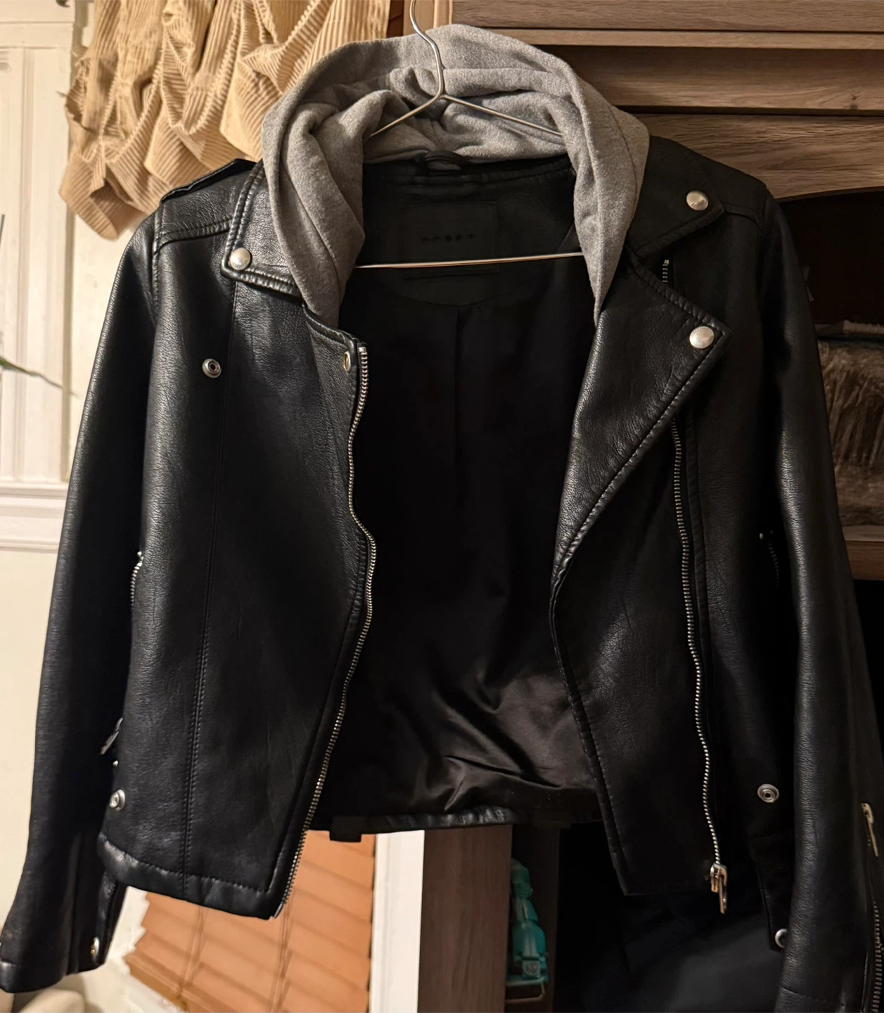 BLANKNYC Moto Jacket with Gray Hoodie Insert – Size L