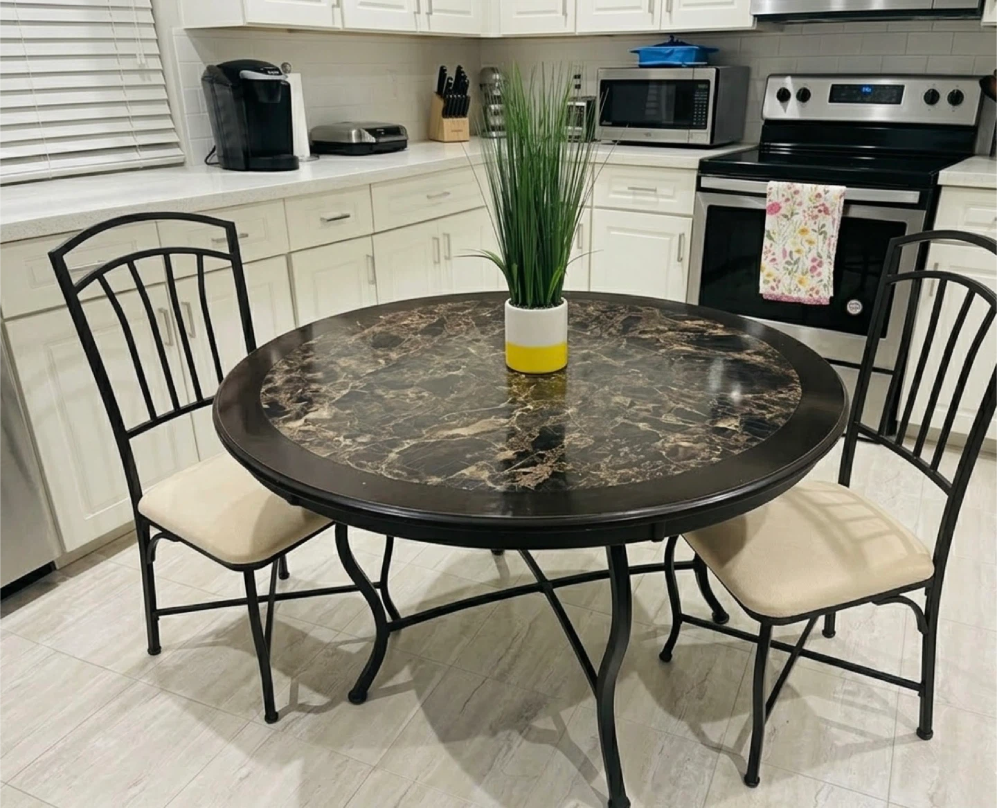 Marble Dining Table and 2 Chairs