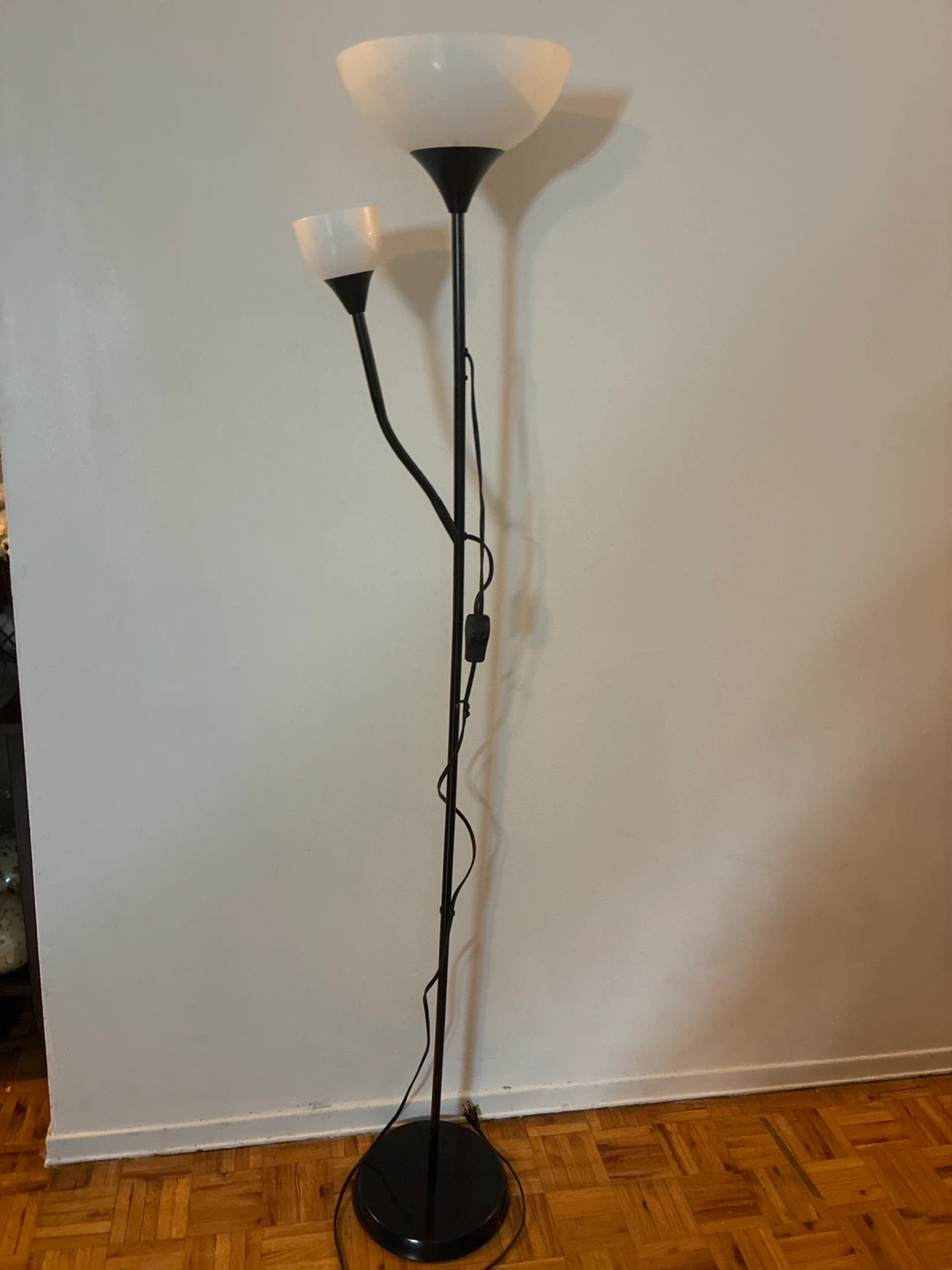 Black Floor Lamp with Two Lights