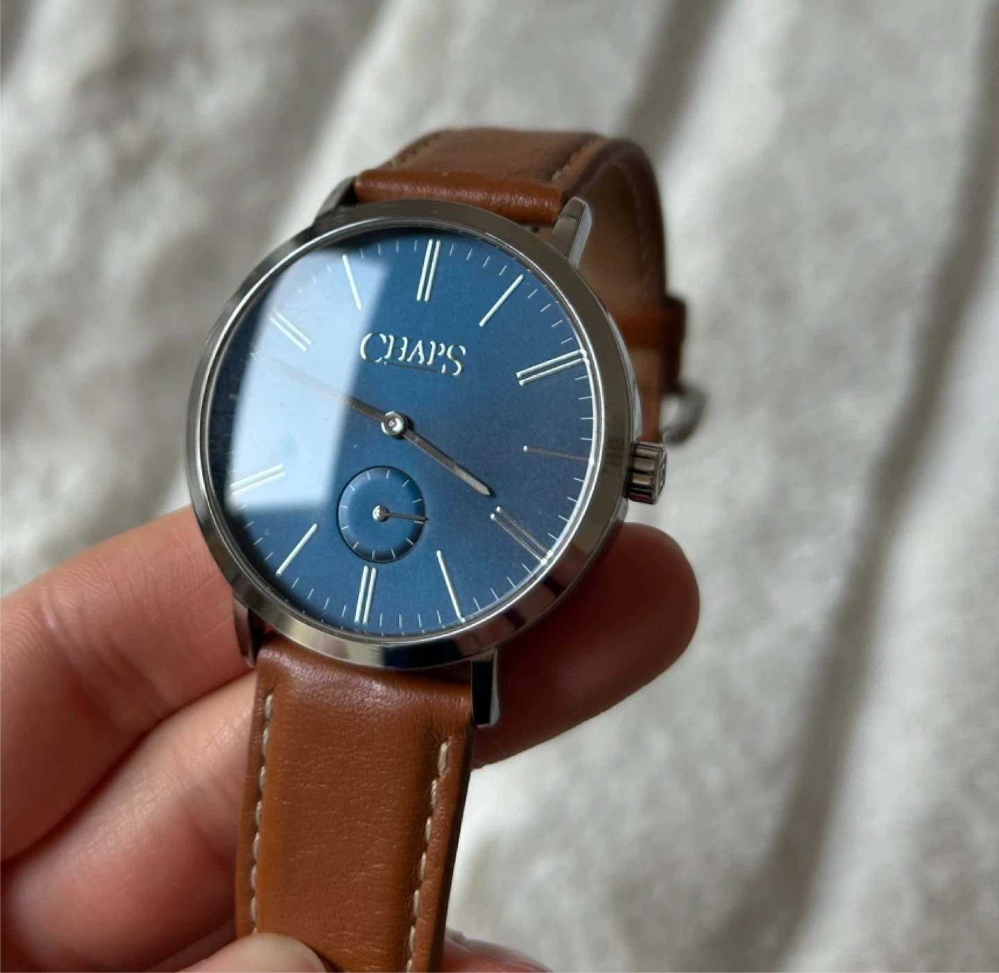 Chaps Men's Watch - Blue Dial with Brown Leather Strap - photo 3