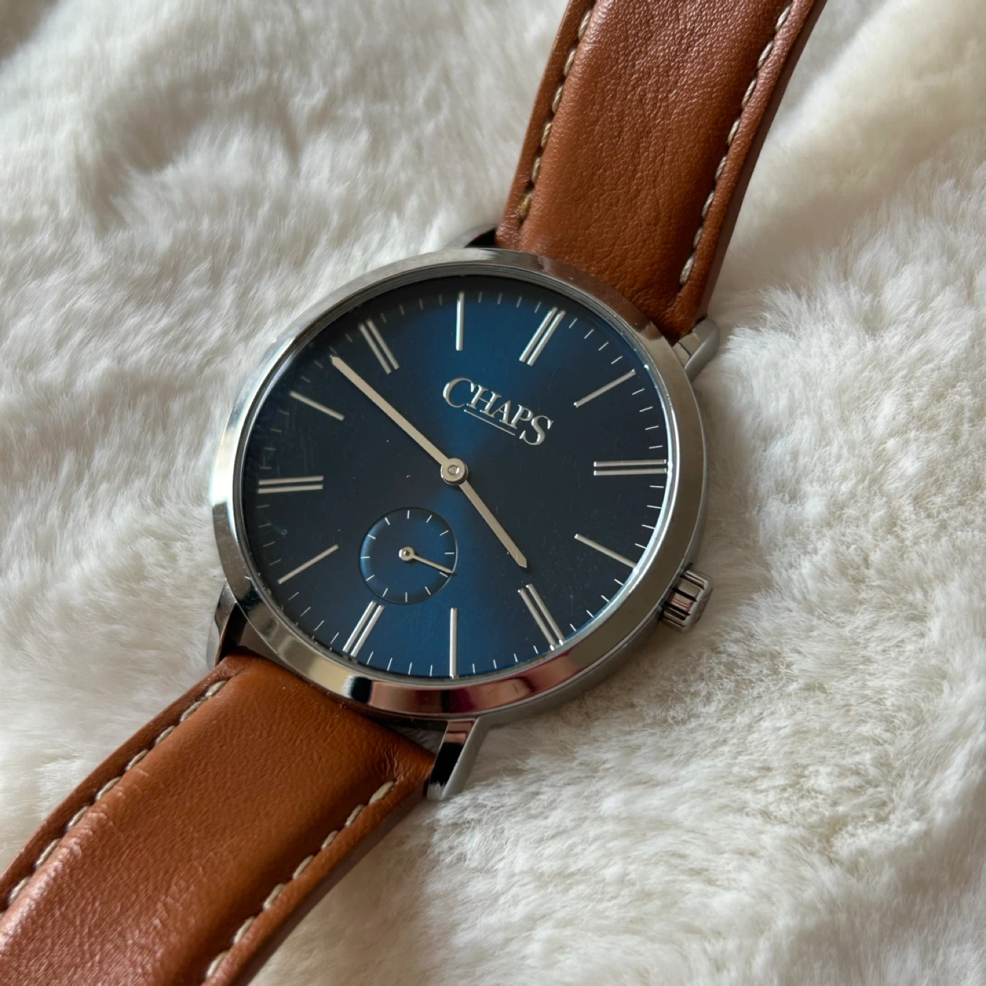 Chaps Men's Watch - Blue Dial with Brown Leather Strap - photo 4