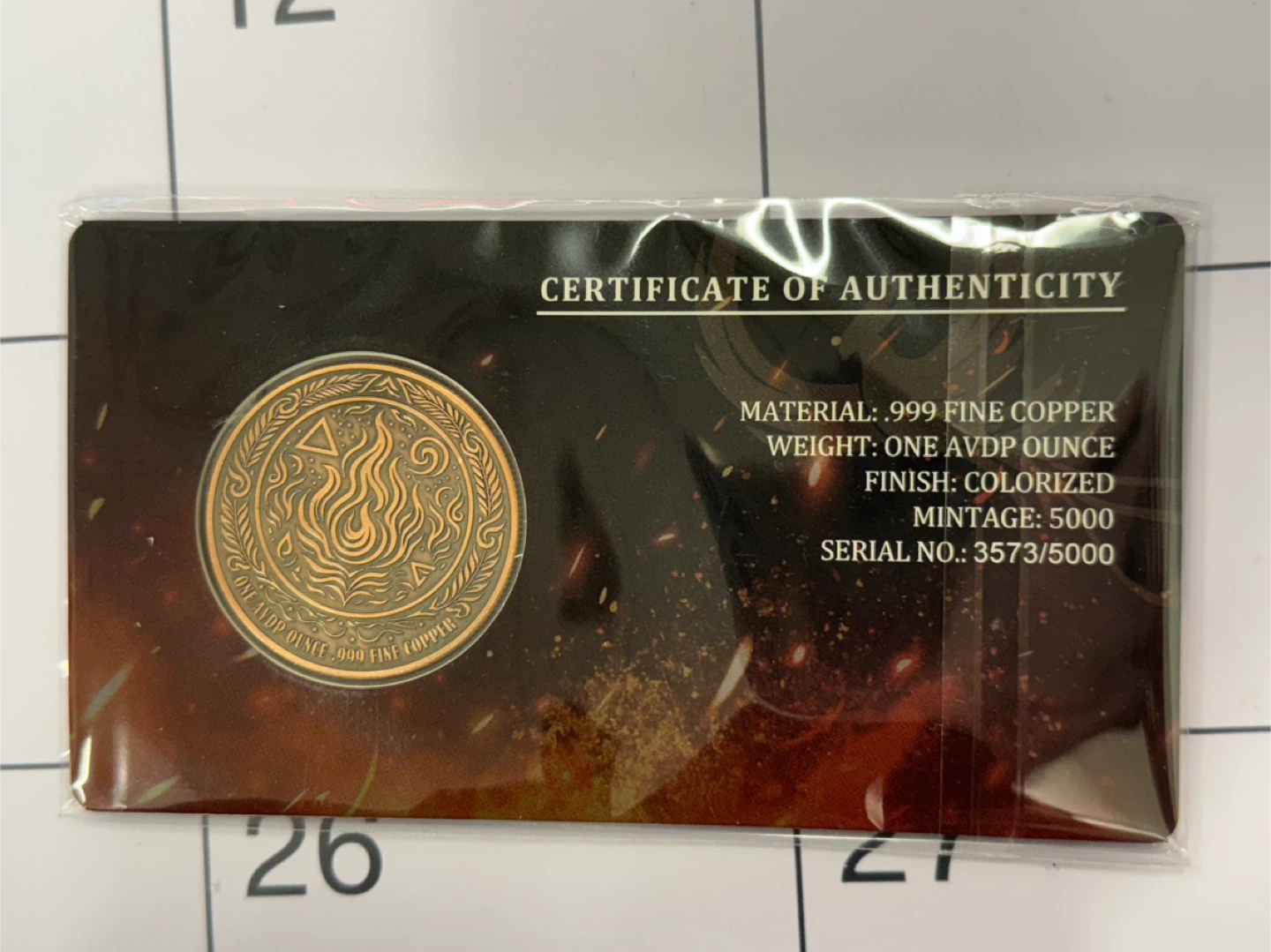1 oz .999 Fine Copper Colorized Phoenix Coin - photo 4