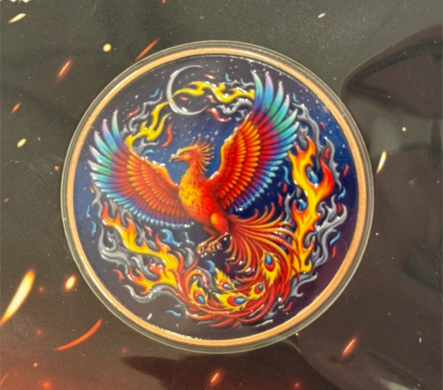 1 oz .999 Fine Copper Colorized Phoenix Coin