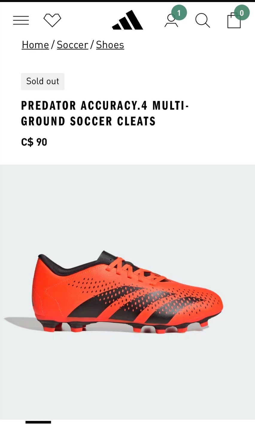 Adidas Predator Accuracy.4 Multi-Ground Soccer Cleats size US 8