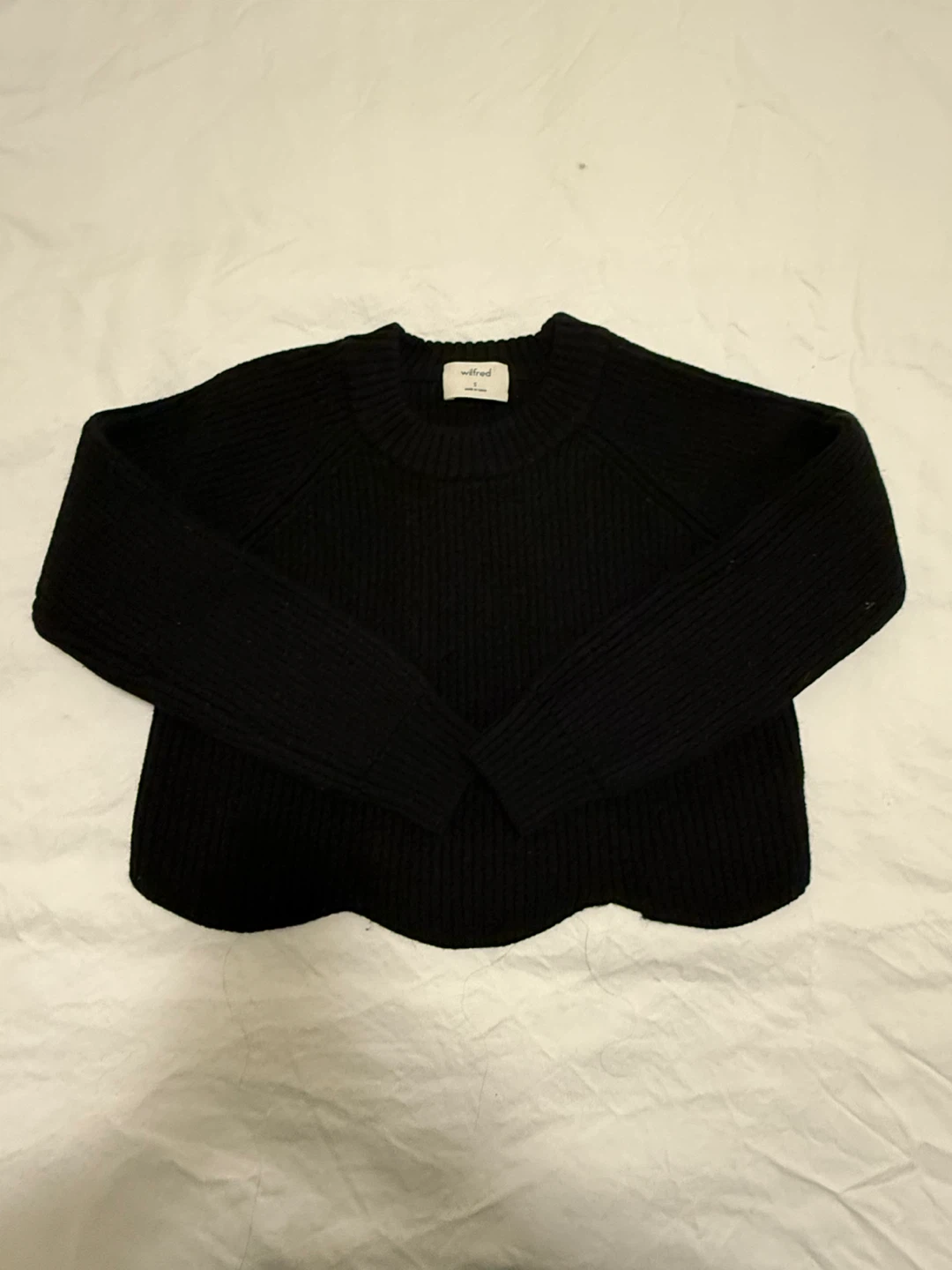 Wilfred Black Ribbed Crewneck Sweater Size S