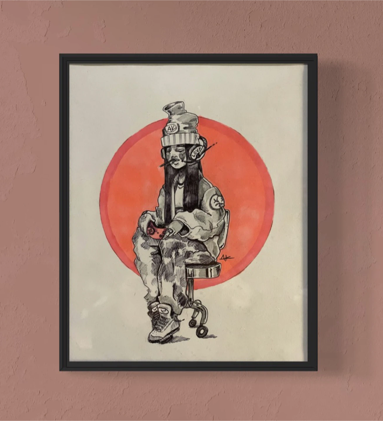 Framed Wall Art - "Gamer Girl" Illustration - photo 3