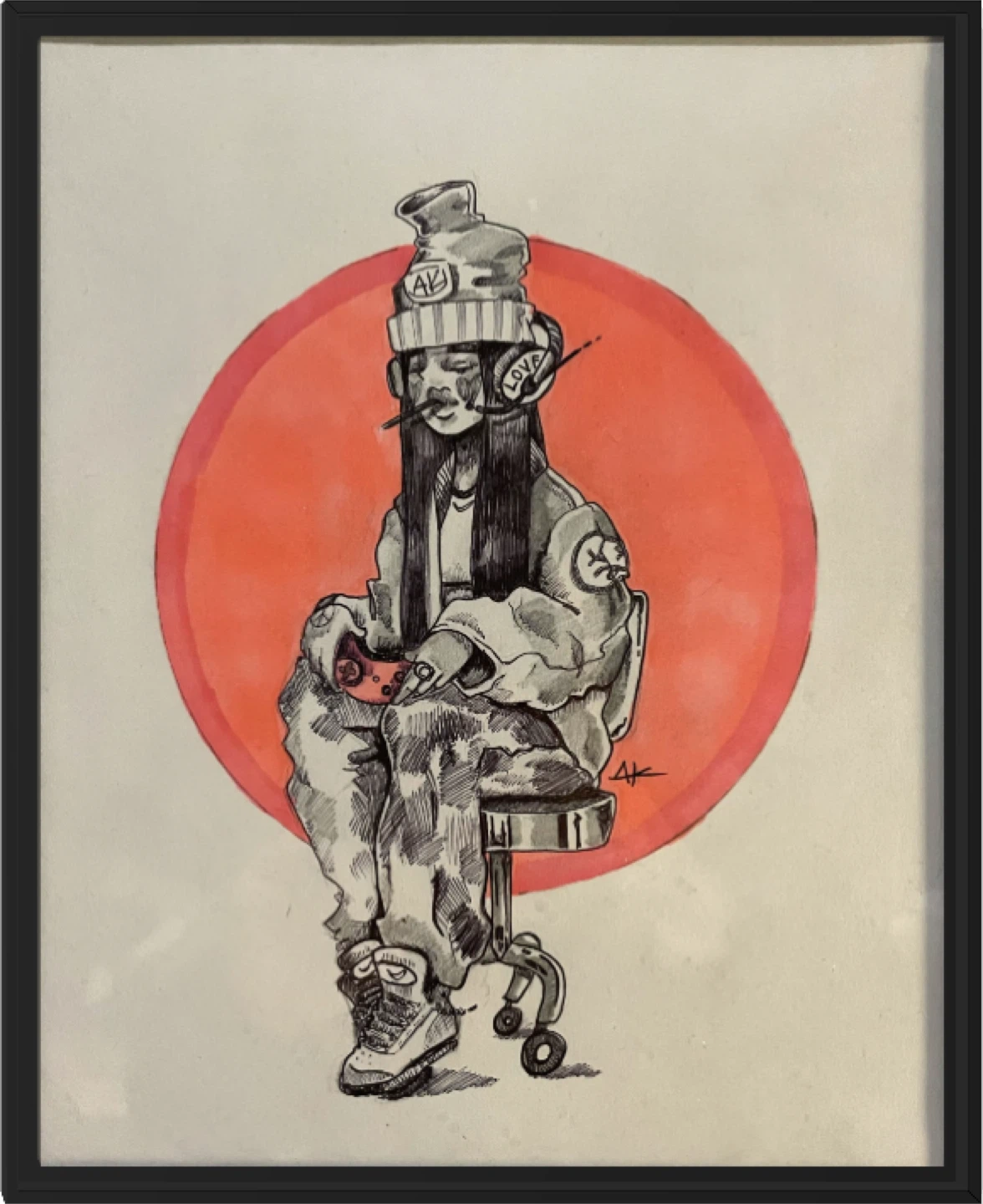 Framed Wall Art - "Gamer Girl" Illustration