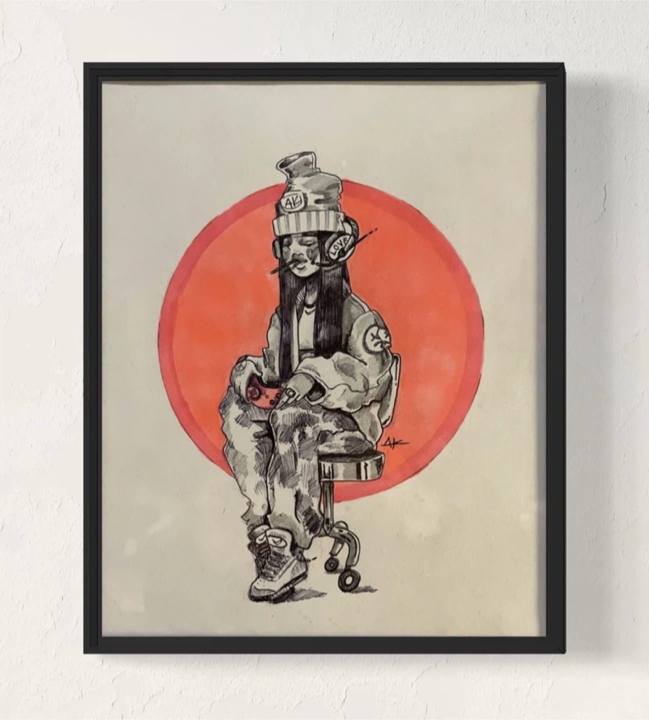 Framed Wall Art - "Gamer Girl" Illustration - photo 2