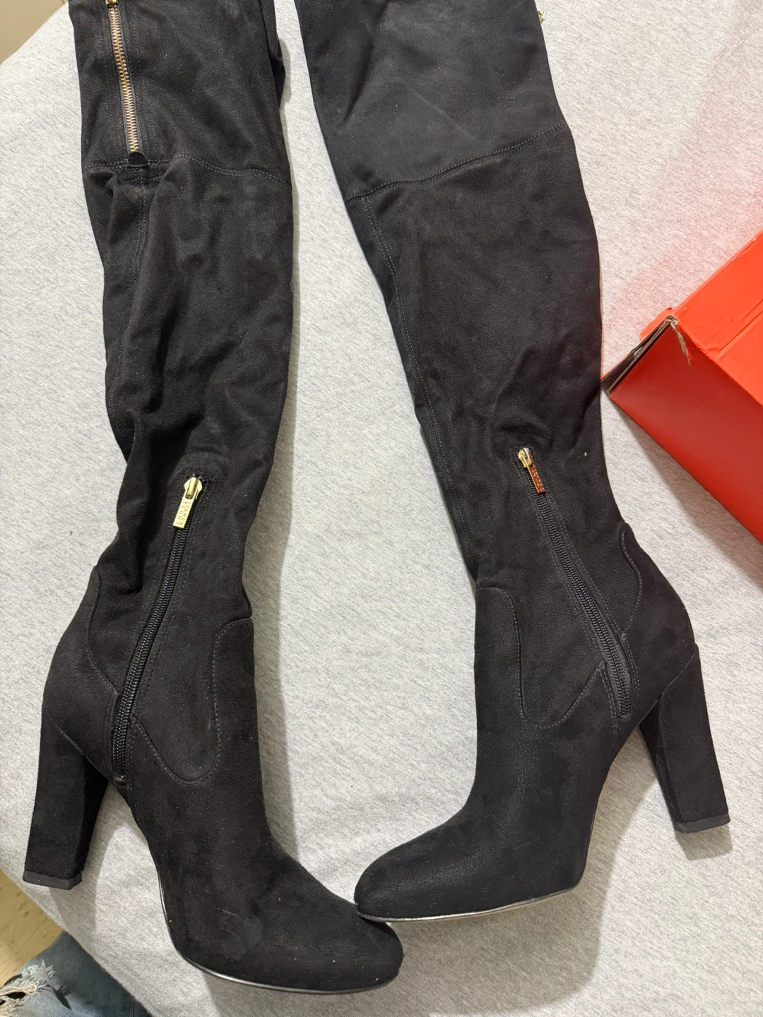 Ivanka Trump Black Fabric Over-the-Knee Boots - Size 8