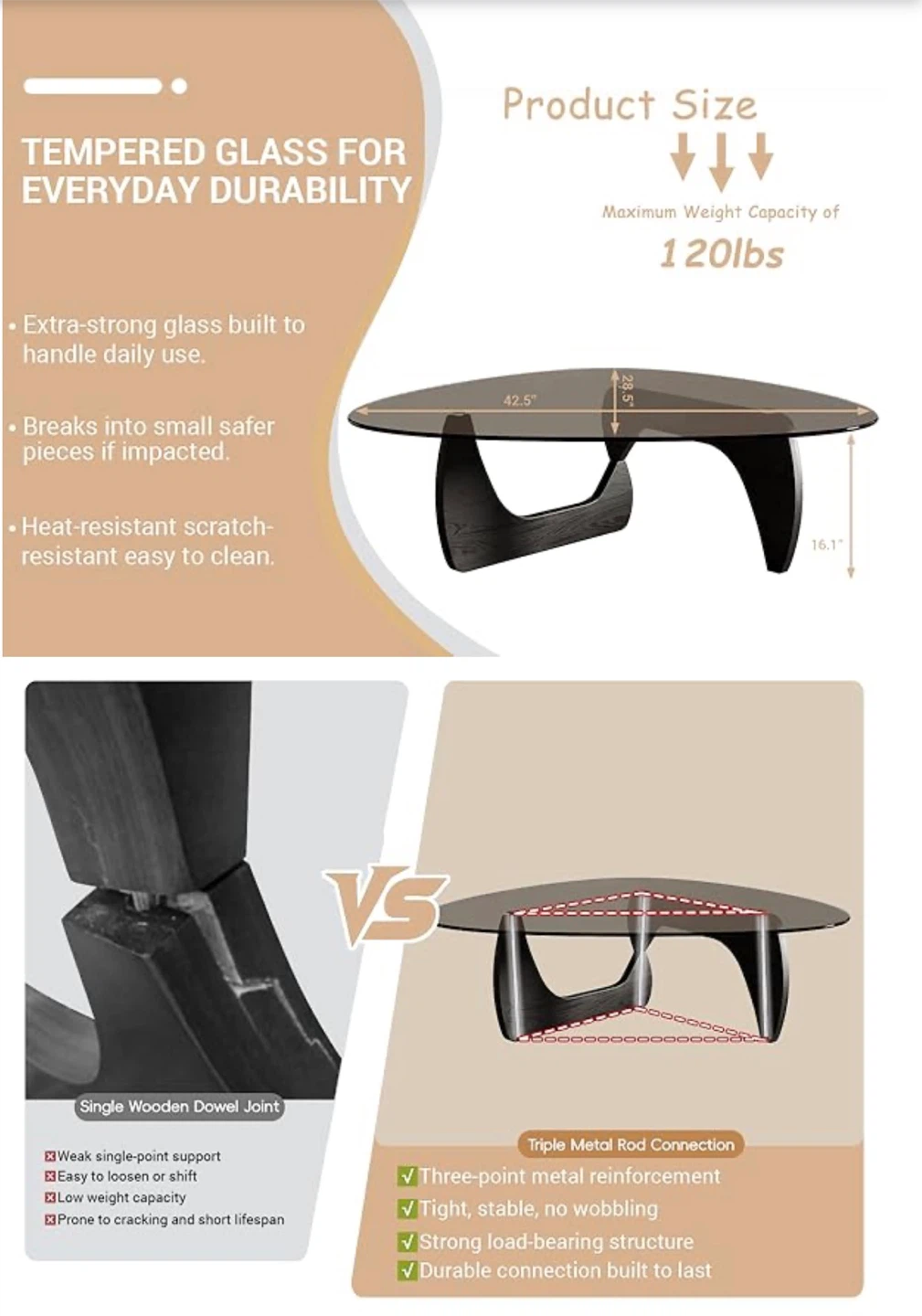 Noguchi styled Tempered Glass Coffee Table - photo 5