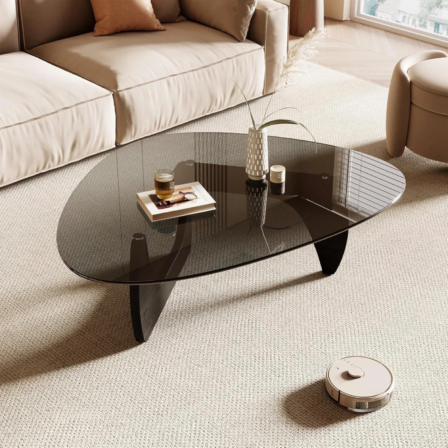 Noguchi styled Tempered Glass Coffee Table