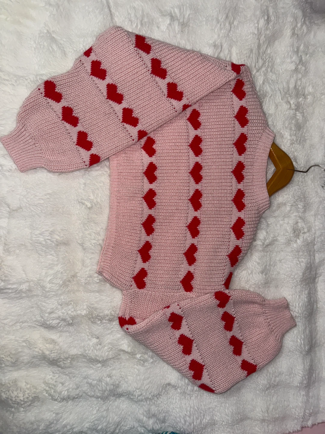 Pink Heart Pattern Sweater