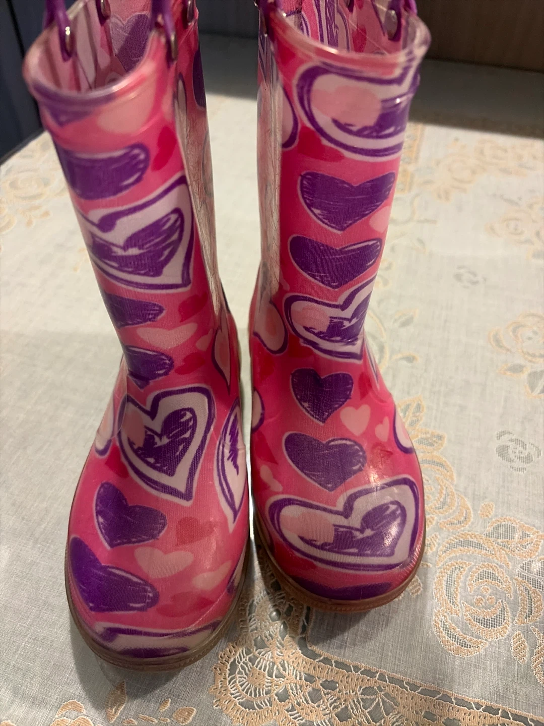 Pink Heart Rubber Rain Boots size 11 - photo 4