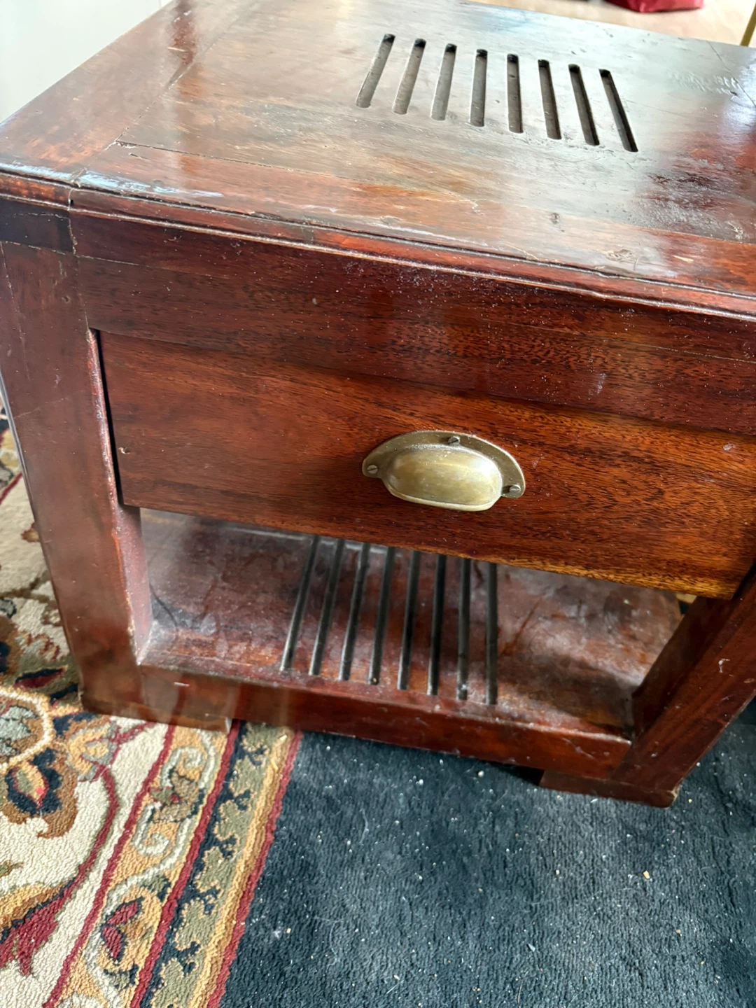 Vintage Wooden End Table with Drawer - photo 2