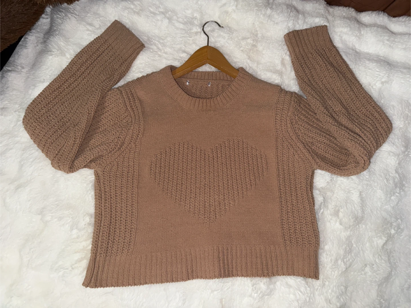 Brown Heart Knit Sweater