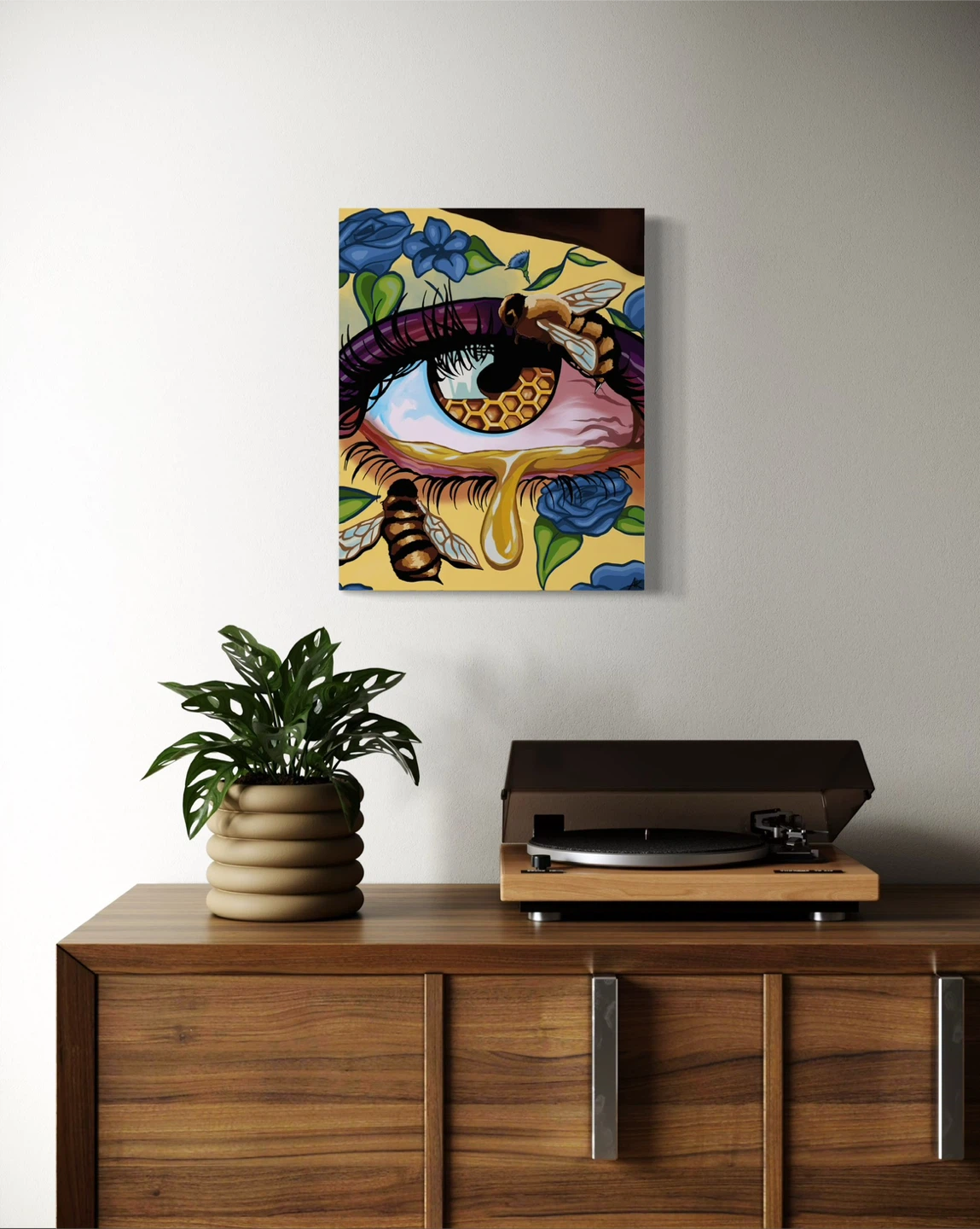 Surrealist Art Print - Eye with Bees and Honeycomb - photo 3
