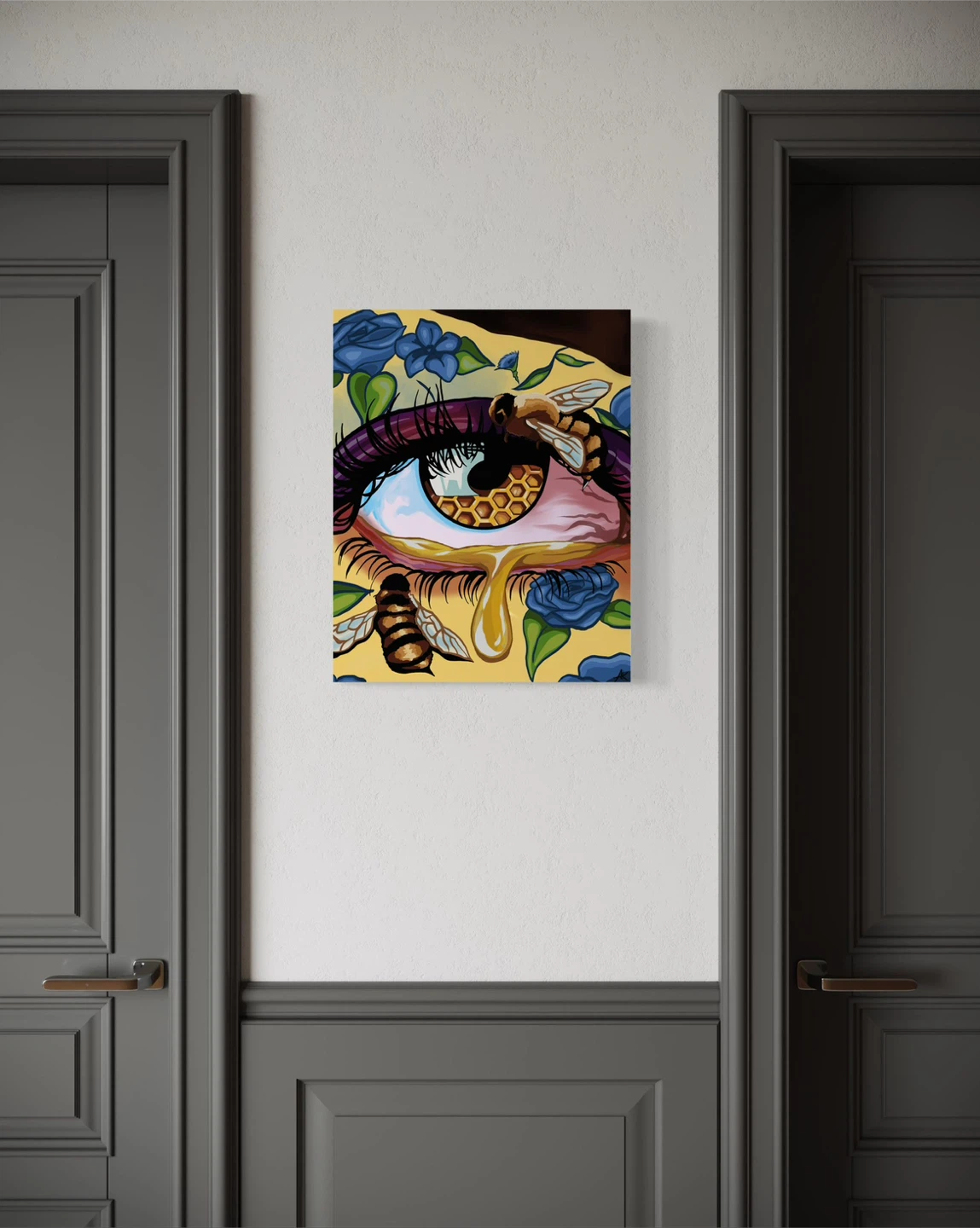 Surrealist Art Print - Eye with Bees and Honeycomb - photo 2